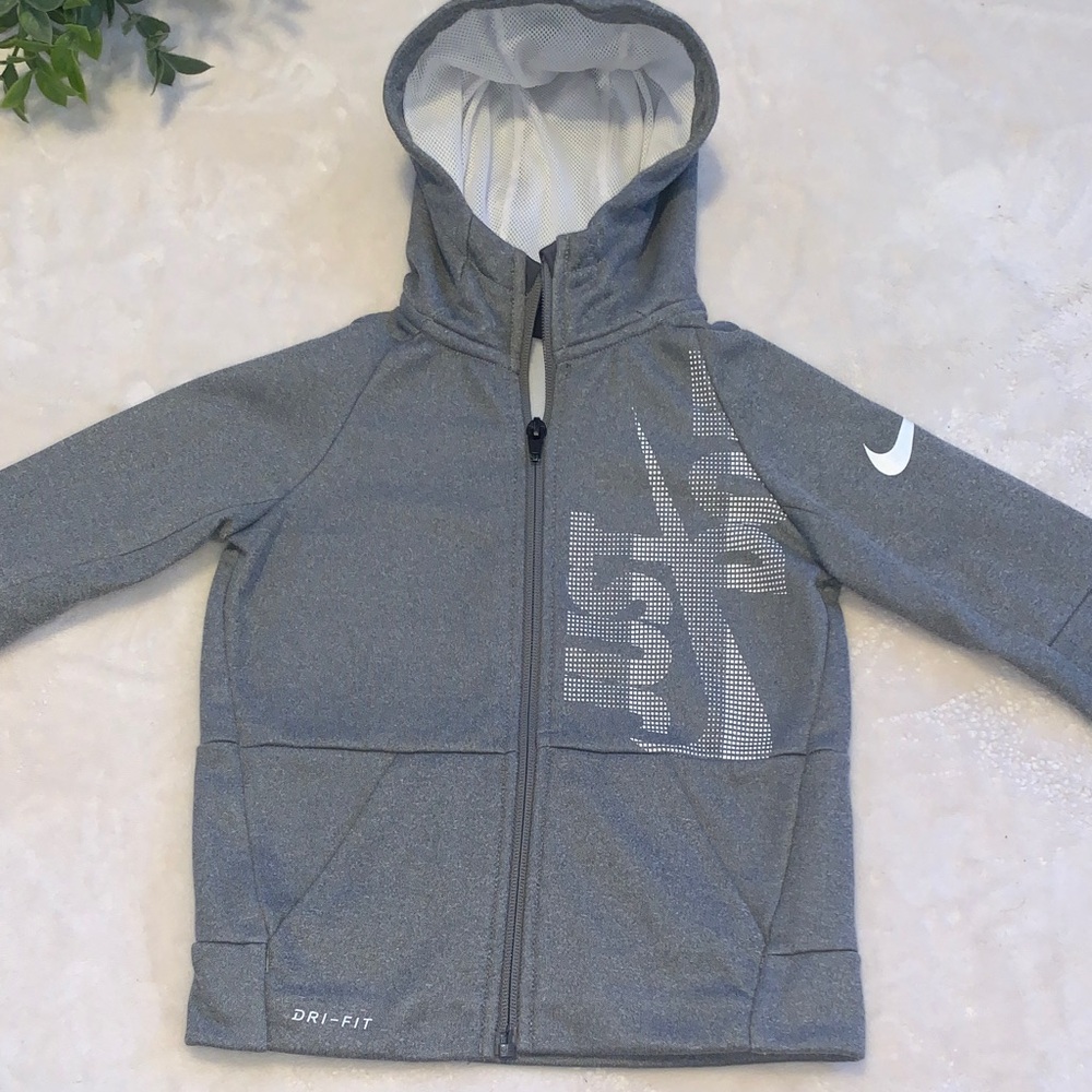 Nike Gray Zip Up Hoodie Sweatshirt 4 Dri-Fit EUC